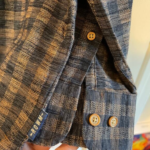 ROWM Shirt Mens XL Blue Plaid Long Sleeve Button Up Outdoor Casual - Picture 6 of 11